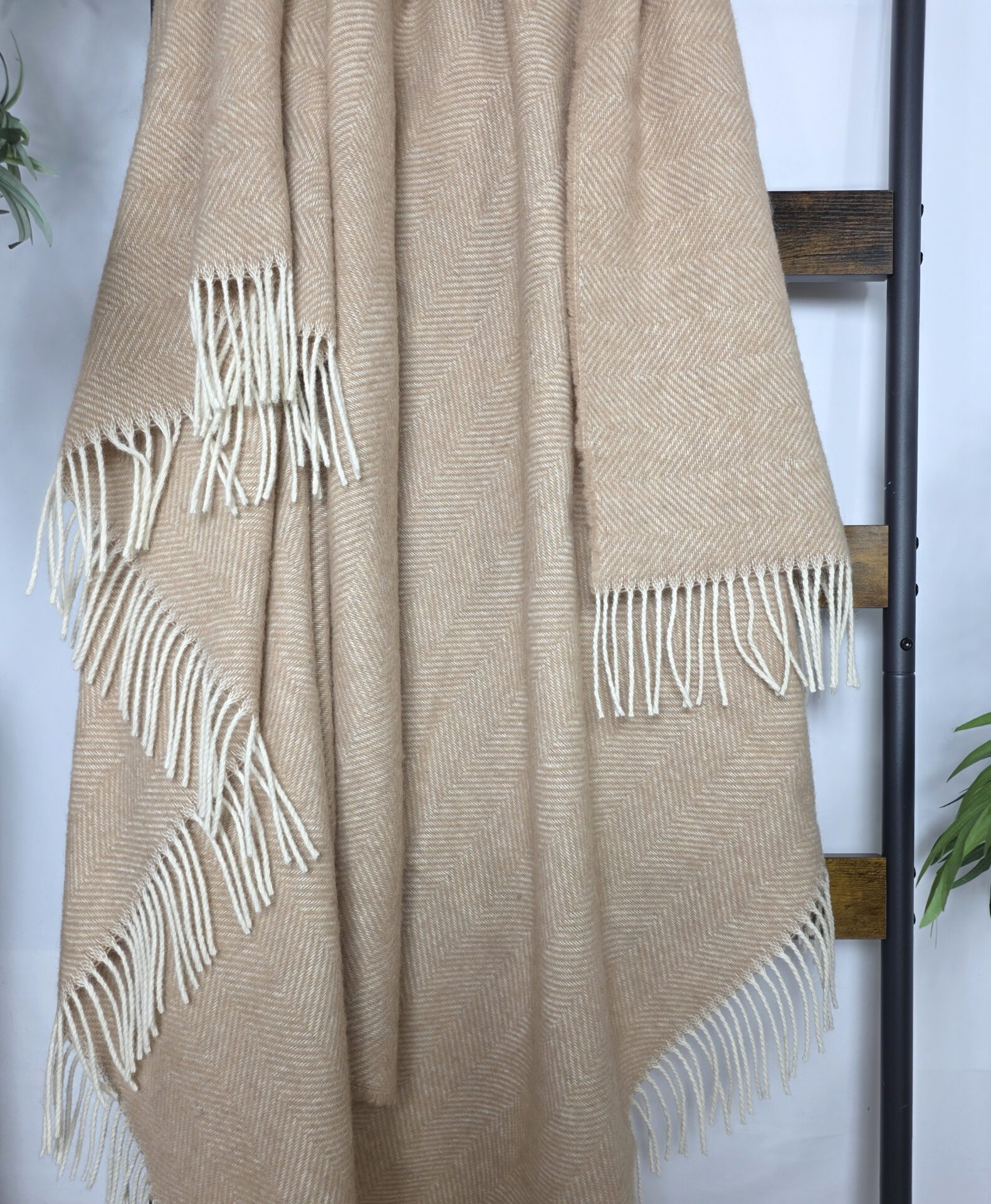 Wollplaid & Wolldecke "Nord C" weiß-beige – Bild 2