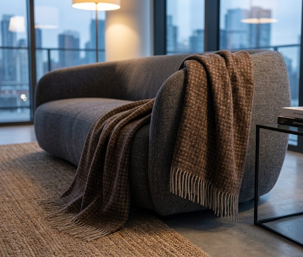 Wollplaid & Wolldecke "Nord L" taupe-braun – Bild 3