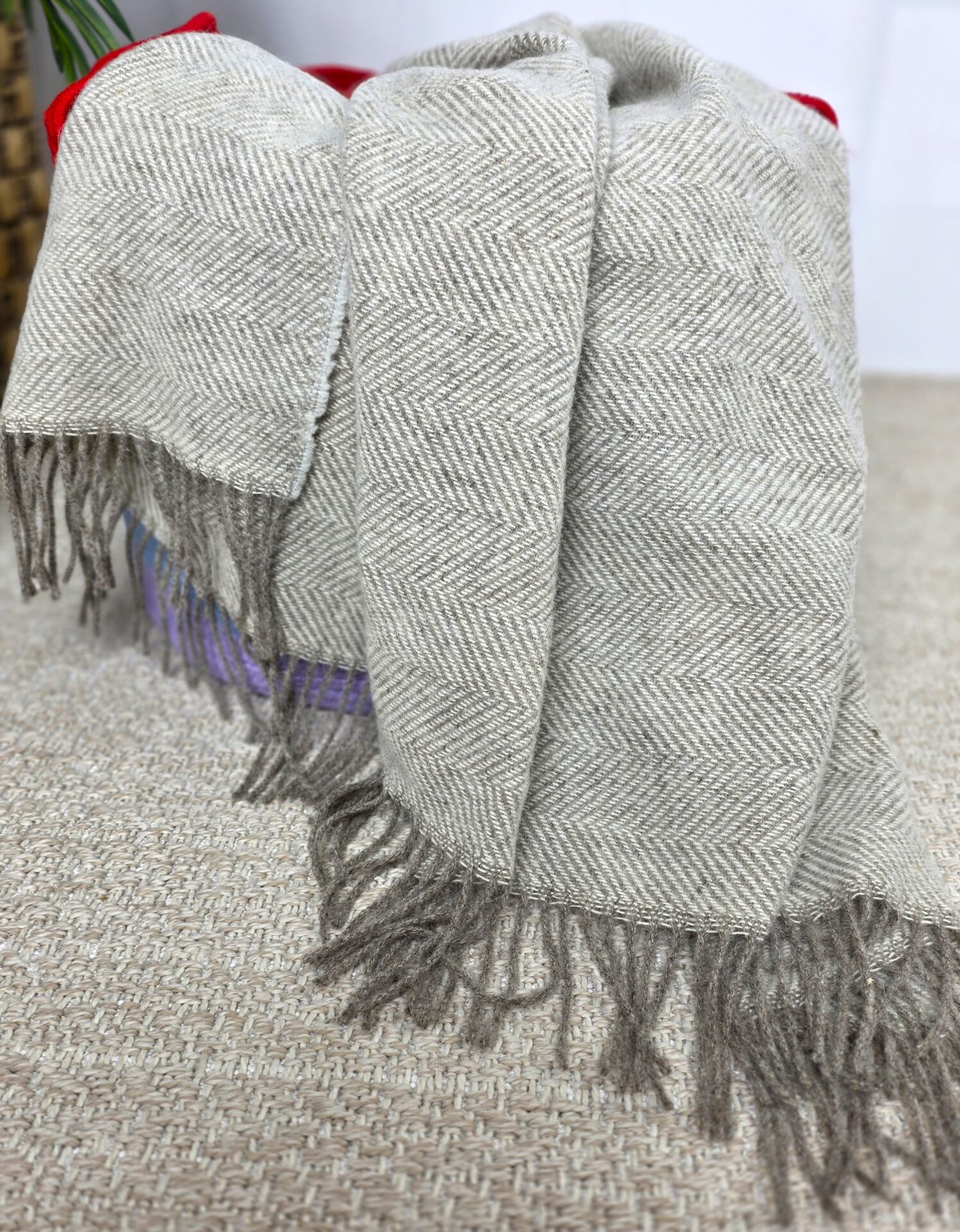 Wollplaid & Wolldecke "Nord C" taupe-weiß – Bild 5