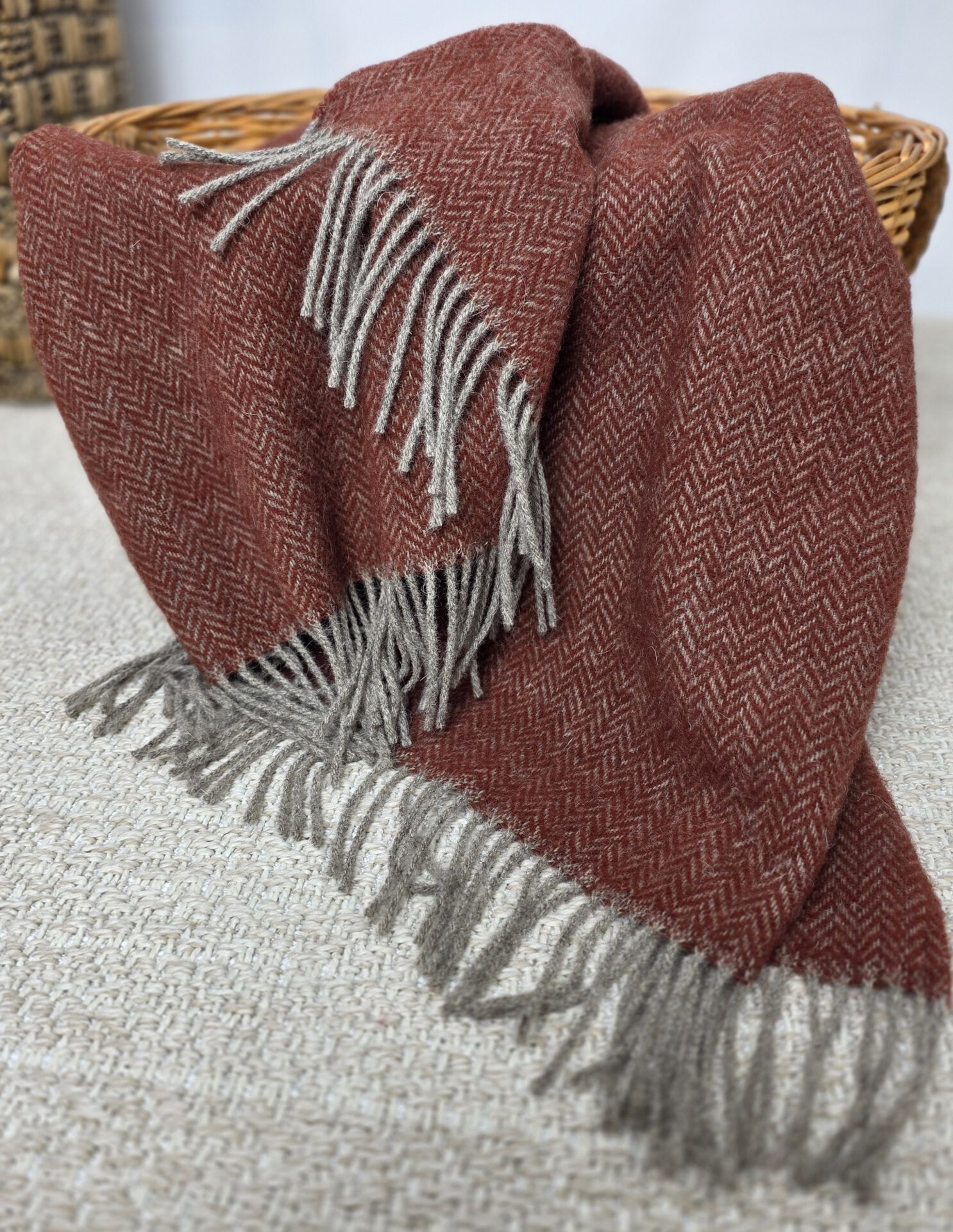 Wollplaid & Wolldecke "Nord A" taupe-ketchup – Bild 5