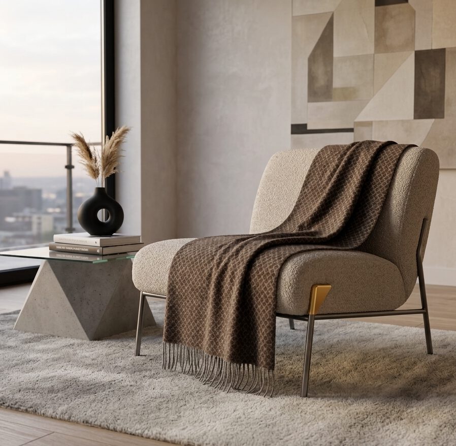 Wollplaid & Wolldecke "Nord L" taupe-braun – Bild 5