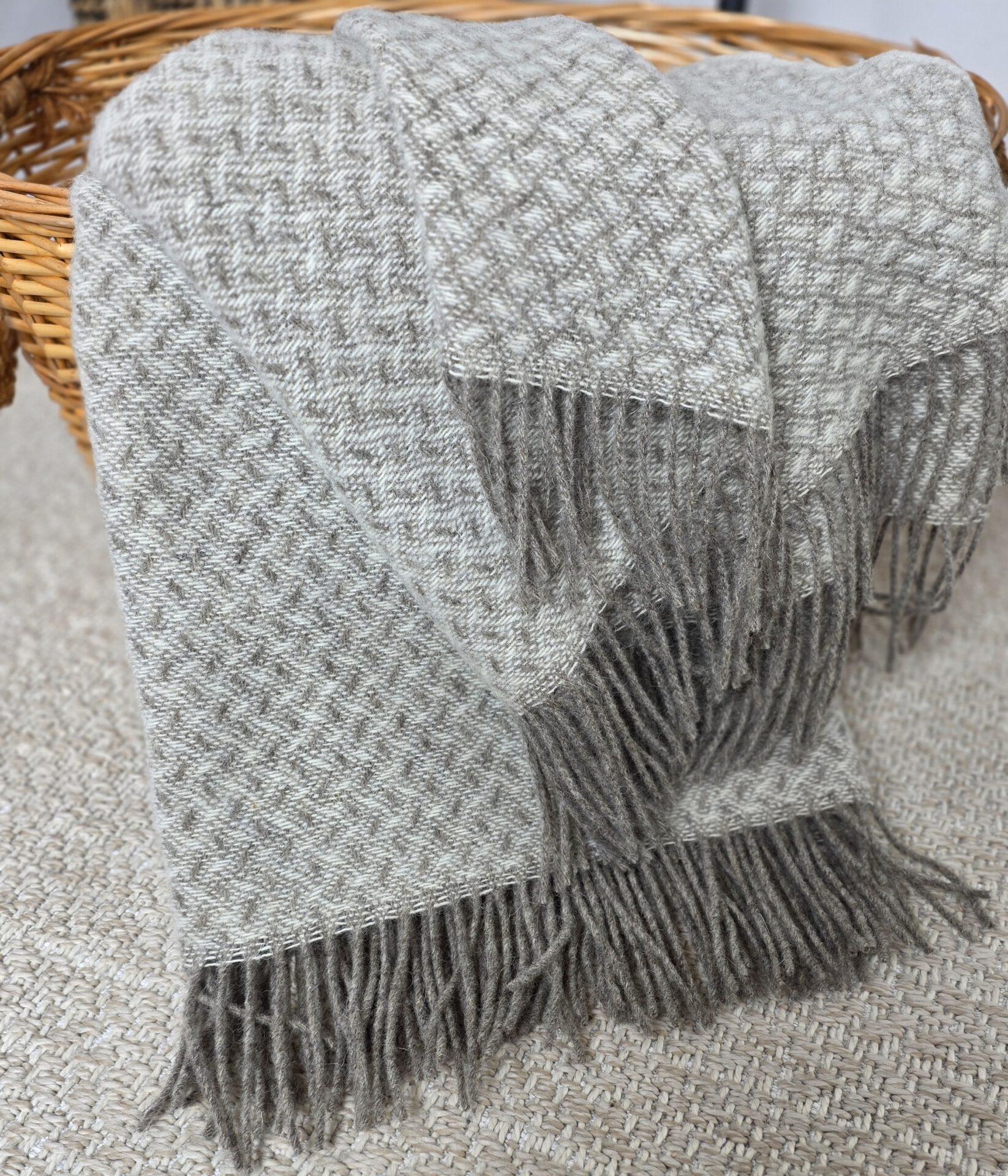 Wollplaid & Wolldecke "Nord L" taupe-weiß – Bild 7