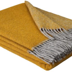 Wollplaid & Wolldecke "Tirol DF" taupe-senf