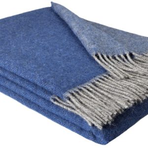 Wollplaid & Wolldecke "Tirol DF" taupe-blau