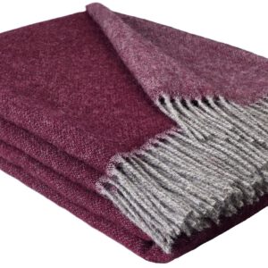 Wollplaid & Wolldecke "Tirol DF" taupe-dunkelrot