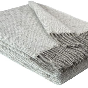 Wollplaid & Wolldecke "Nord A" taupe-weiß