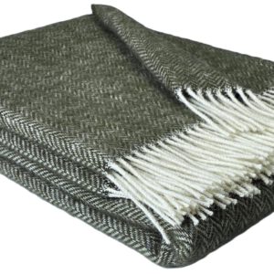 Wollplaid & Wolldecke "Nord A" weiß-olive